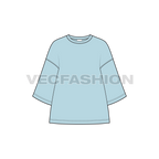 Mens Oversized Tee Free Flat Sketch-front view
