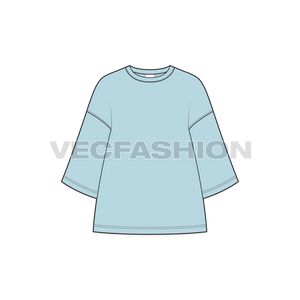Mens Oversized Tee Free Flat Sketch-front view