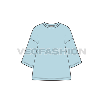 Mens Oversized Tee Free Flat Sketch-front view