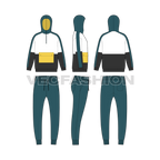 Mens Oversized Windbreaker Suit Flat Sketch-front, side and back views.