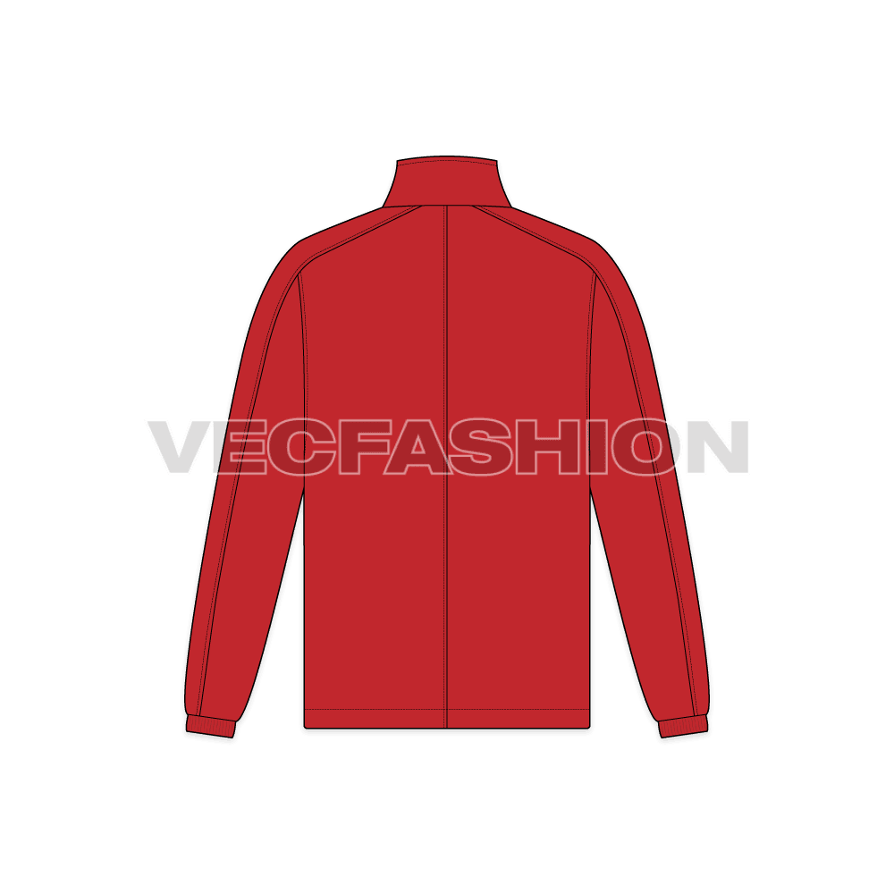 Mens Polar Fleece Zipper flat sketch, back view