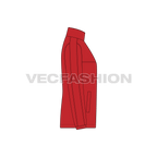 Mens Polar Fleece Zipper flat sketch, side view