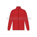 Mens Polar Fleece Zipper flat sketch, front view