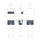 Mens printed short set flat sketch, on croqui