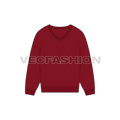 A flat vector illustration of a long-sleeve crewneck sweater in a deep burgundy red, shown against a plain background.