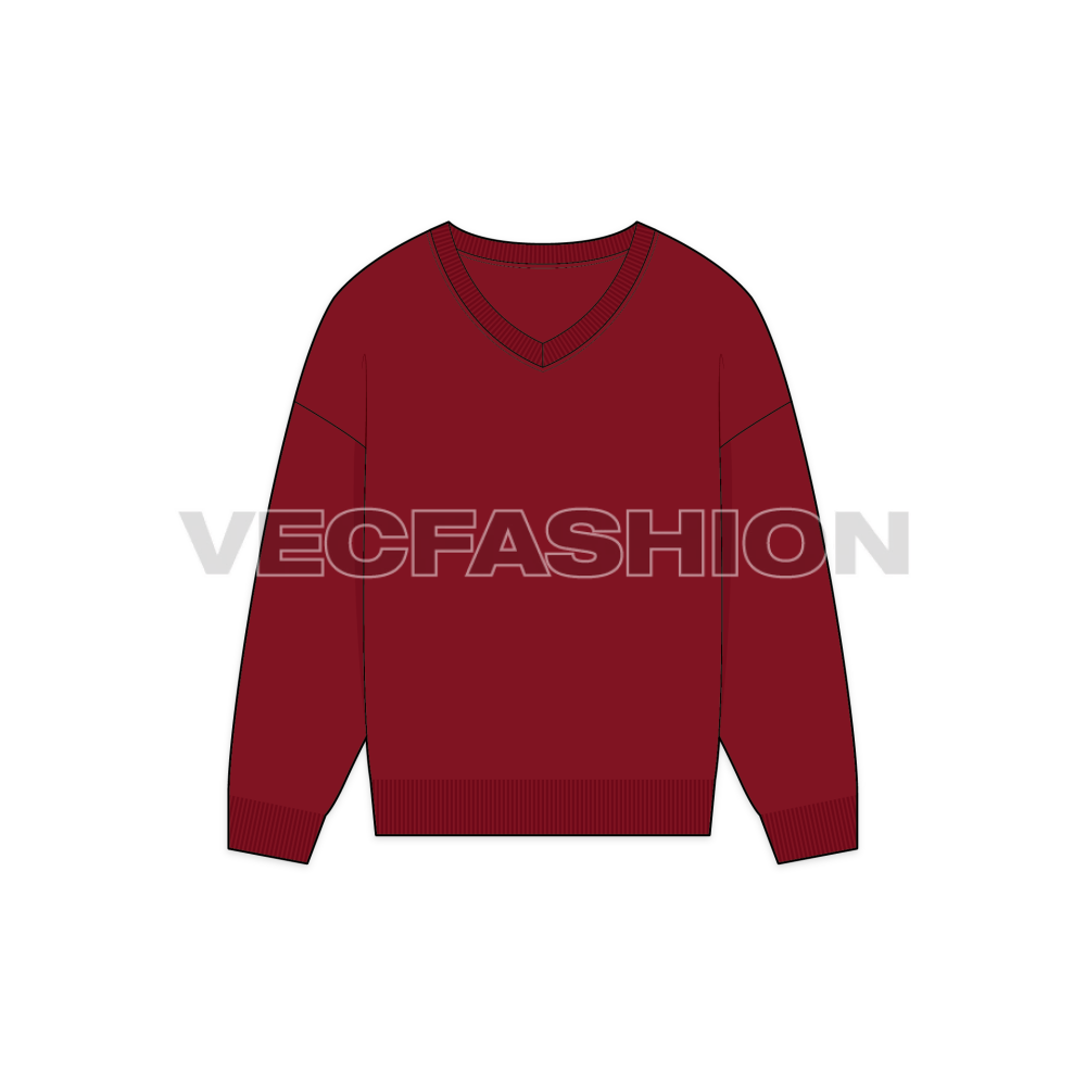 A flat vector illustration of a long-sleeve crewneck sweater in a deep burgundy red, shown against a plain background.