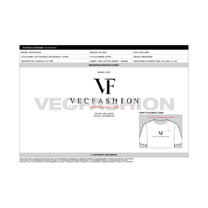 Mens Round Neck T-shirt Tech pack Template - branding sheet