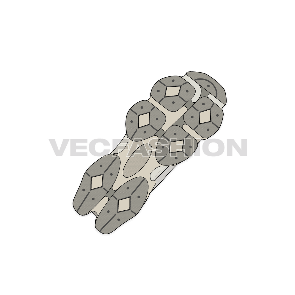 Mens running sneakers, light gray flat sketch, view 4