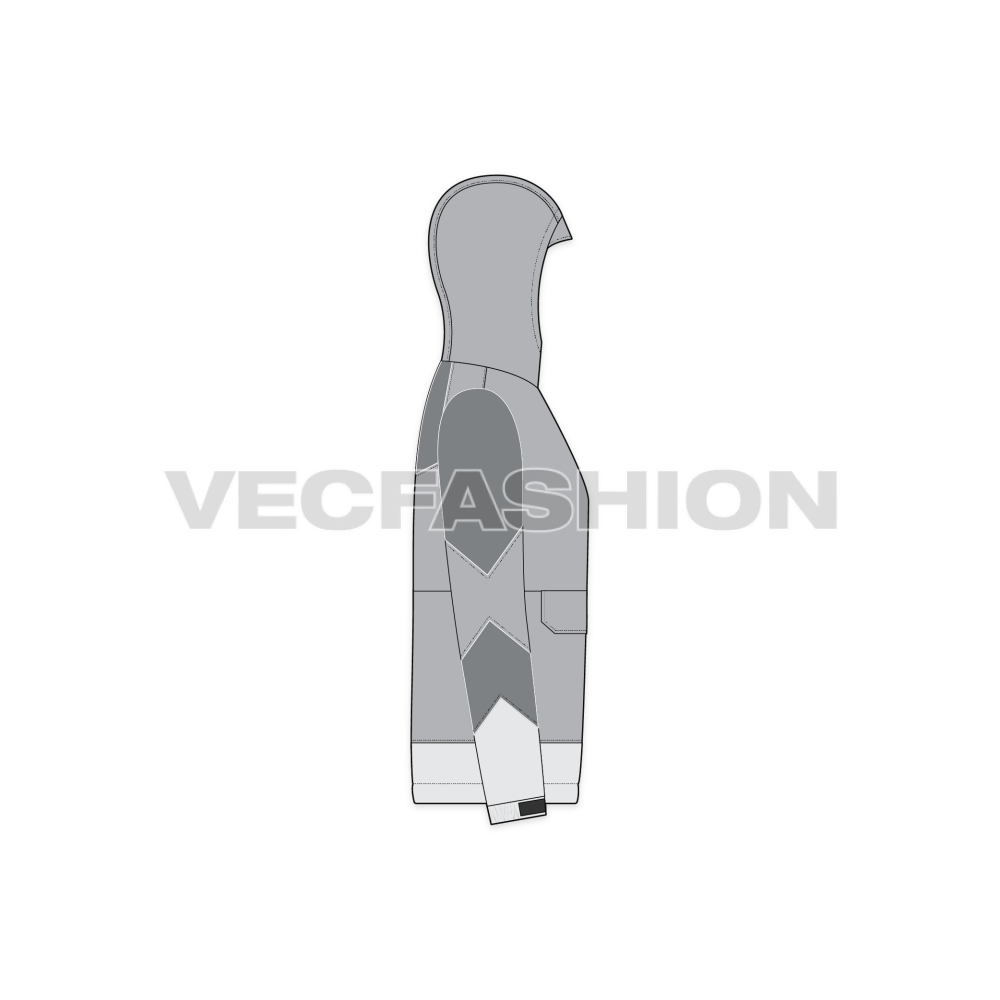 Mens Ski Windbreaker Jacket Free Flat Sketch-side view