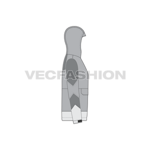 Mens Ski Windbreaker Jacket Free Flat Sketch-side view