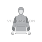 Mens Ski Windbreaker Jacket Free Flat Sketch-Front view