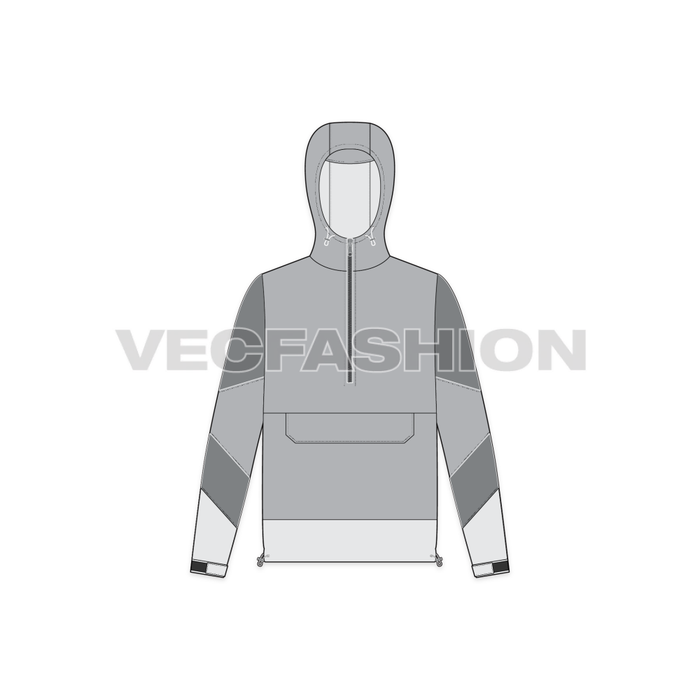 Mens Ski Windbreaker Jacket Free Flat Sketch-Front view