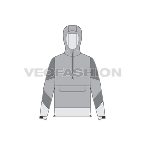 Mens Ski Windbreaker Jacket Free Flat Sketch-Front view