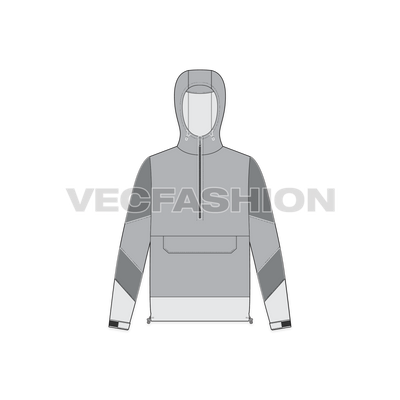 Mens Ski Windbreaker Jacket Free Flat Sketch-Front view