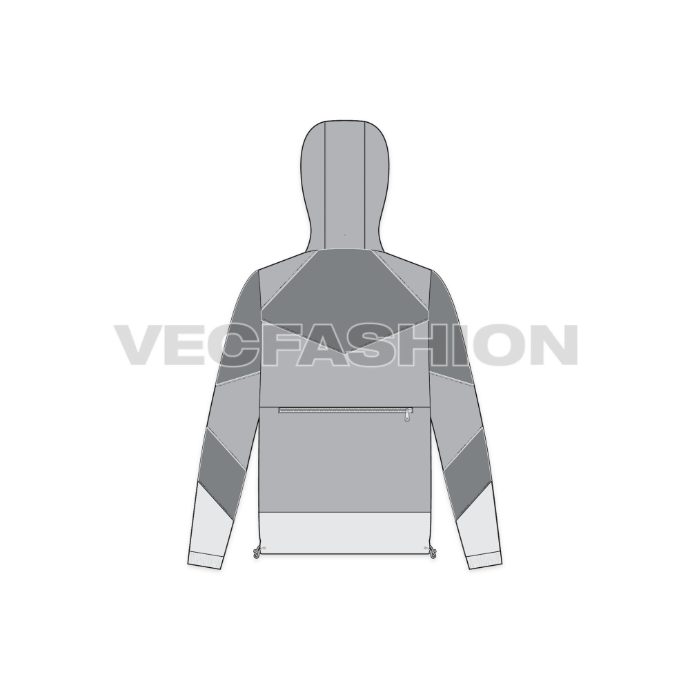 Mens Ski Windbreaker Jacket Free Flat Sketch-back view