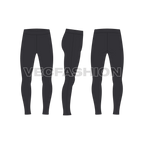 Mens Compression leggings Free Flat Sketch-front, side and back views.