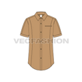 Mens slim fit shirt flat sketch, front view