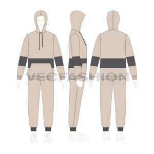Mens Sweatsuit with Bold Stripe-on croqui