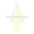 Mens Waterproof Coat flat sketch, back view