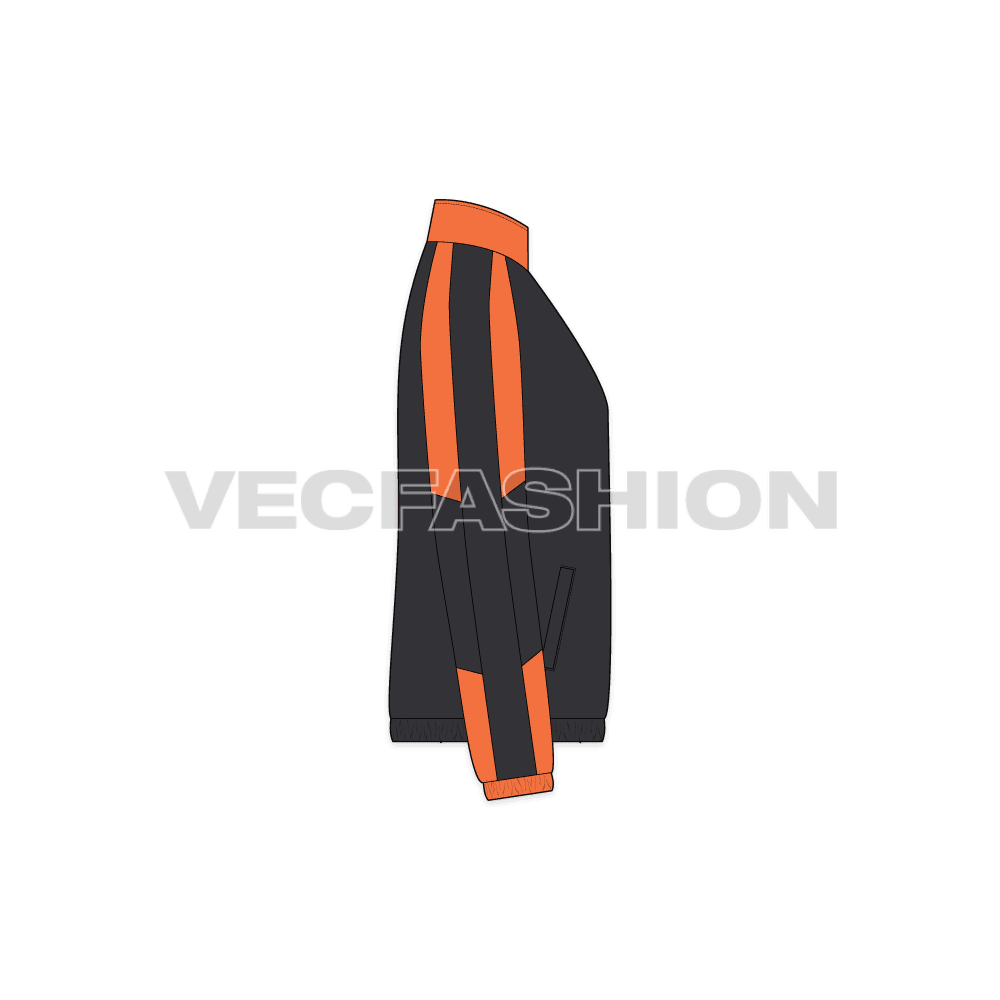 Mens Windbreaker Jacket flat sketch, side view