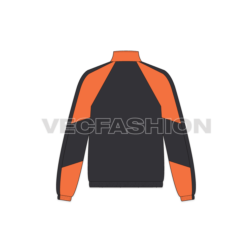 Mens Windbreaker Jacket flat sketch, back view