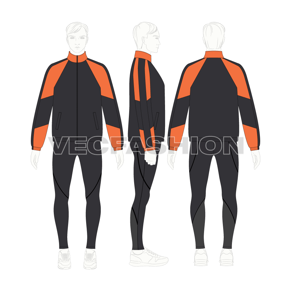 Mens Windbreaker Jacket flat sketch, croqui sketch