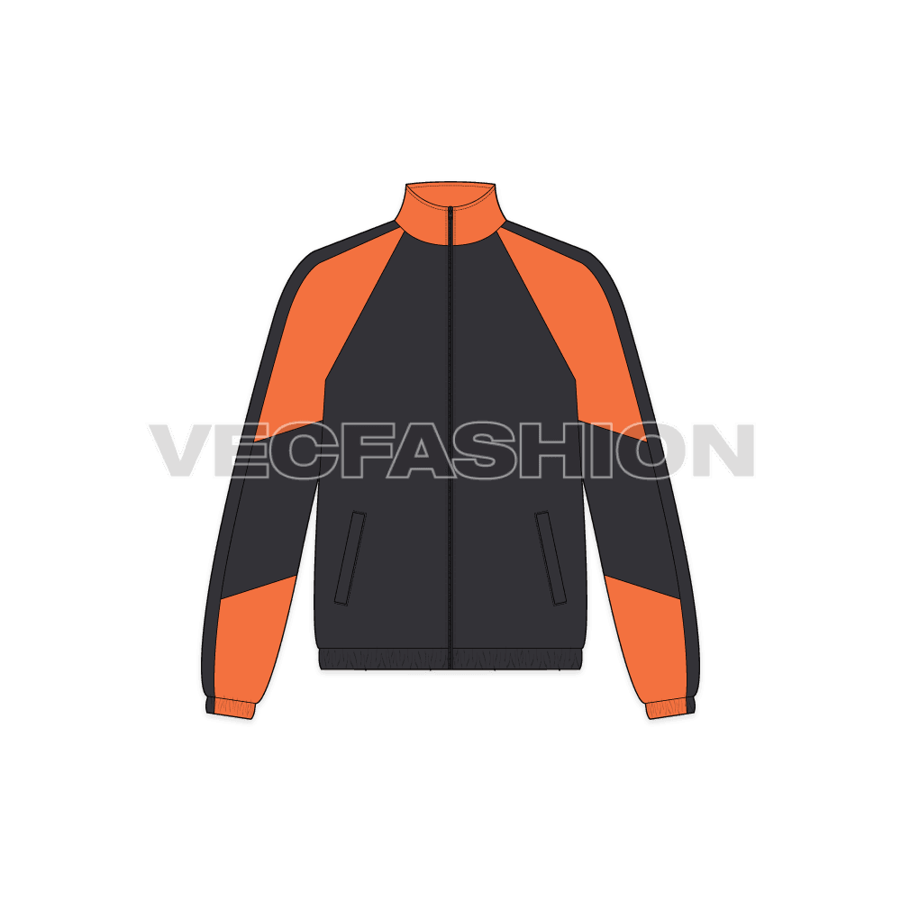 Mens Windbreaker Jacket flat sketch, front view