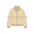 A flat vector illustration of a butter yellow zip-up sweater with a ribbed mock neck, cuffs, and hem, showing front view.