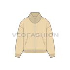 A flat vector illustration of a butter yellow zip-up sweater with a ribbed mock neck, cuffs, and hem, showing front view.