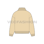 A flat vector illustration of a butter yellow zip-up sweater with a ribbed mock neck, cuffs, and hem, showing back view.