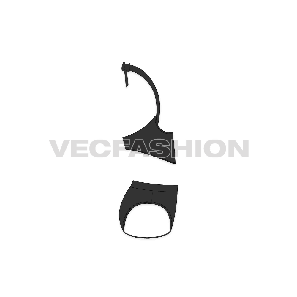 Underbust corset bustier flat sketch, side view