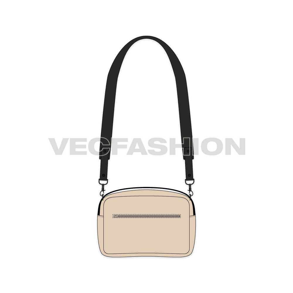 Waterproof crossbody bag flat sketch, view 2