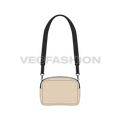 Waterproof crossbody bag flat sketch, view 1