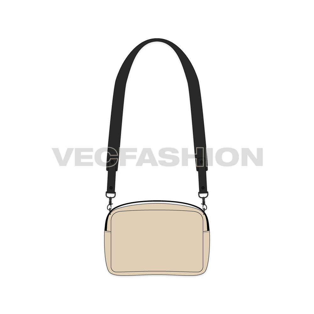 Waterproof crossbody bag flat sketch, view 1
