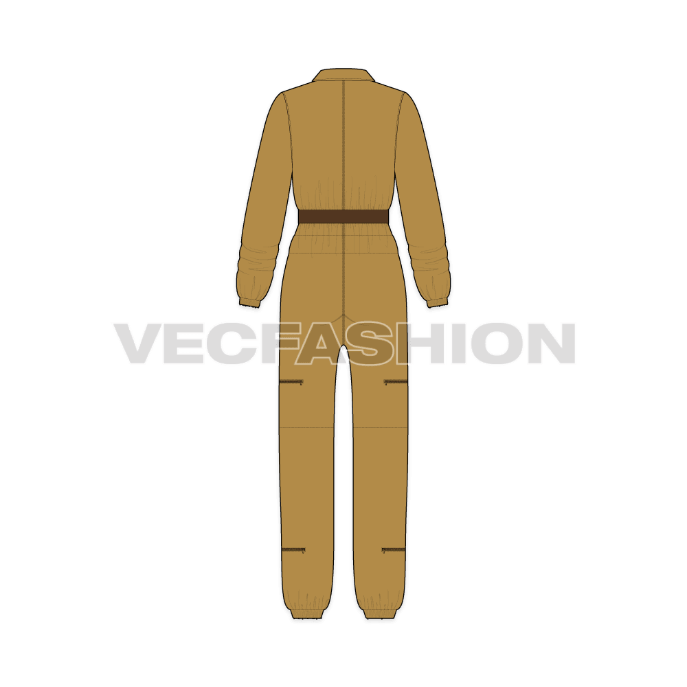 Women boiler suit illustrator sketch flat sketch, back view