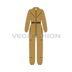 Women boiler suit illustrator sketch flat sketch, front view