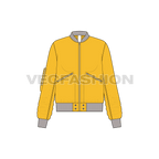 Women Bomber Jacket Flat Sketch flat sketch, front view