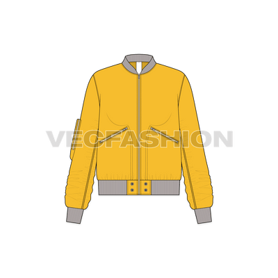 Women Bomber Jacket Flat Sketch