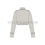 Women Crop Jacket flat sketch, back view