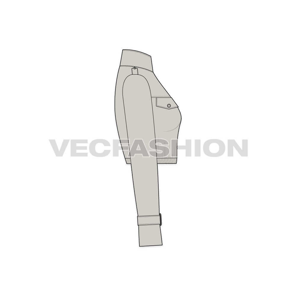 Women Crop Jacket flat sketch, side view