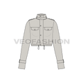 Women Crop Jacket flat sketch, front view