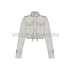 Women Crop Jacket flat sketch, front view