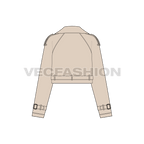 Women Crop Leather Jacket flat sketch, back view