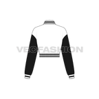 Women Crop Varsity Jacket flat sketch, back view
