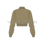 Women Cropped Bomber Jacket flat sketch, back view