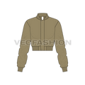Women Cropped Bomber Jacket flat sketch, front view