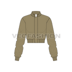 Women Cropped Bomber Jacket flat sketch, front view