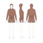 Women cropped sweatsuit flat sketch, croqui sketch