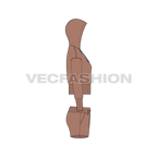 Women cropped sweatsuit flat sketch, side view