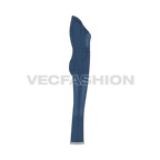 Women denim boiler suit flat sketch, side view
